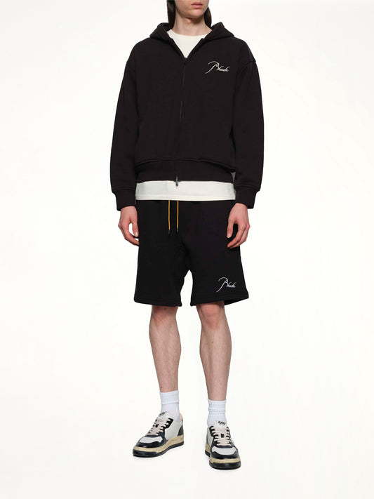 Classique Zip Up Hoodie in Black/White