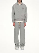 Classique Zip Up Hoodie in Heather Grey/Black