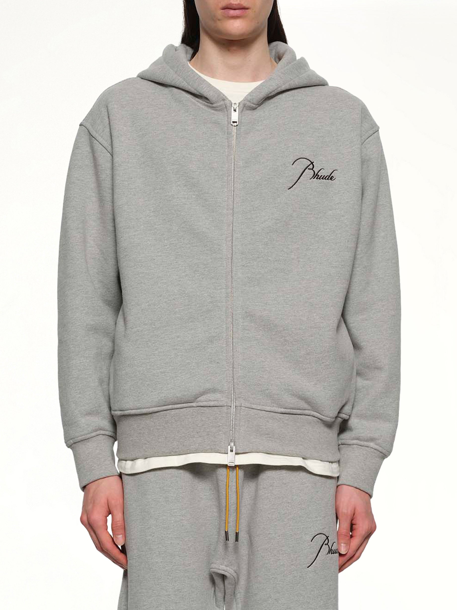 Classique Zip Up Hoodie in Heather Grey/Black
