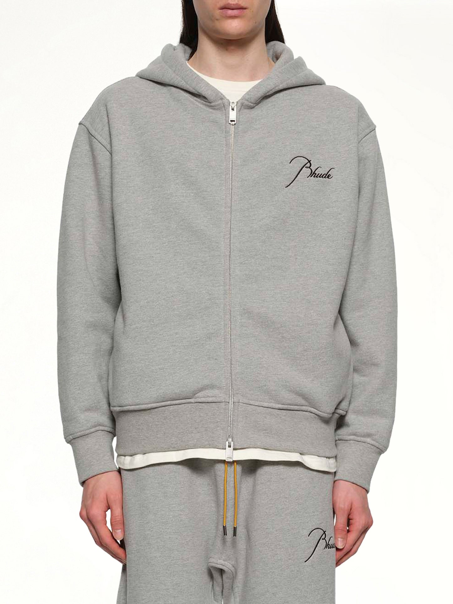 Classique Zip Up Hoodie in Heather Grey/Black