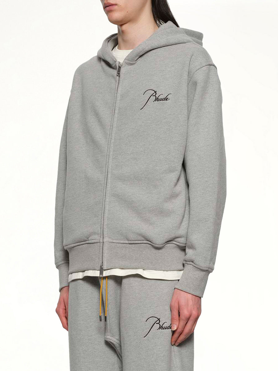 Classique Zip Up Hoodie in Heather Grey/Black