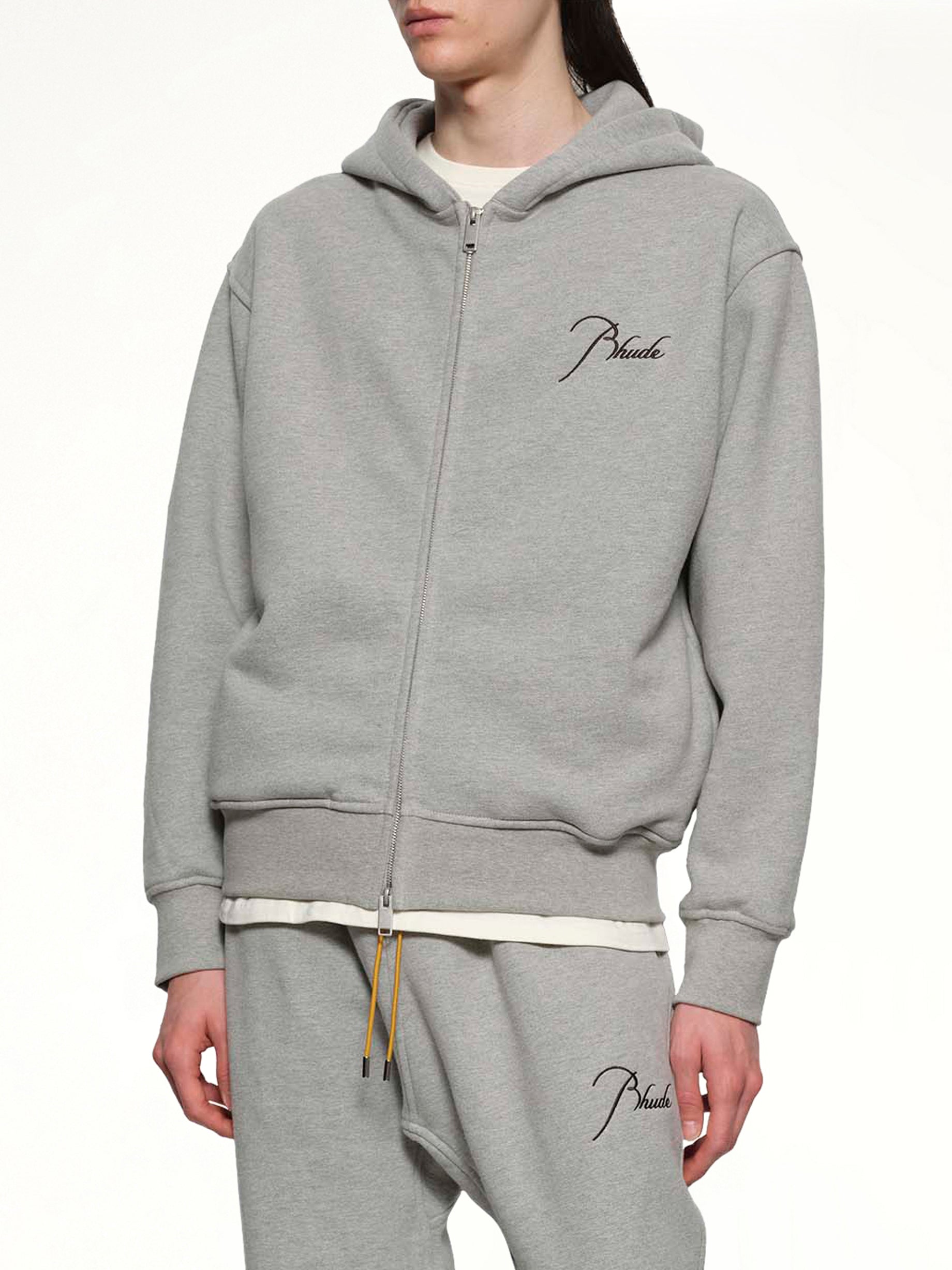 Classique Zip Up Hoodie in Heather Grey/Black
