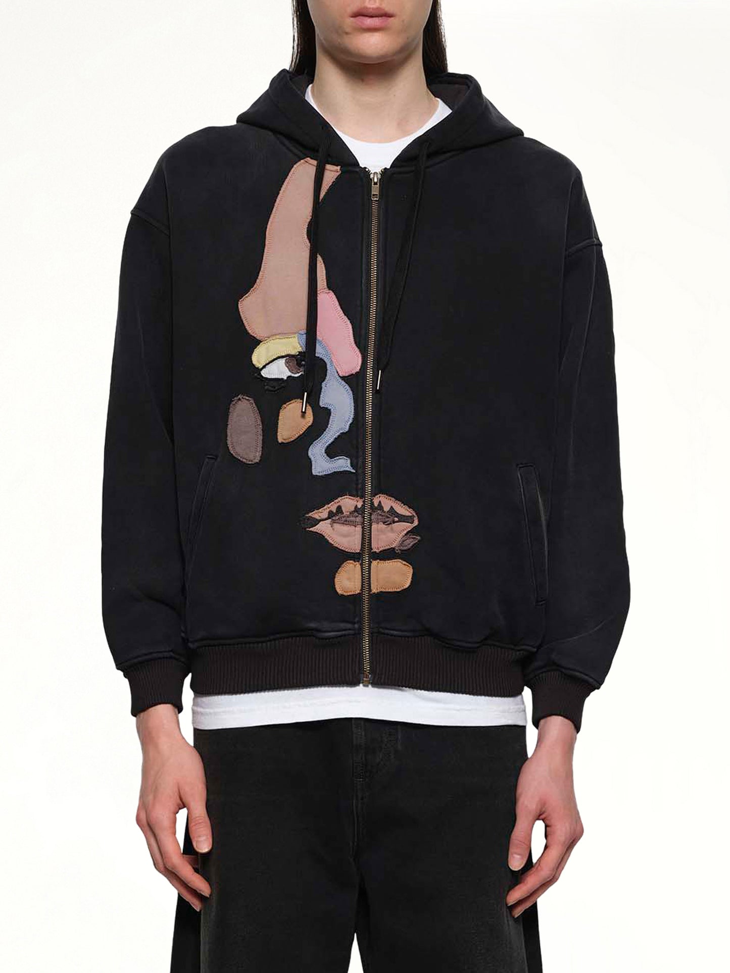 Side Eye Face Hoodie in Black