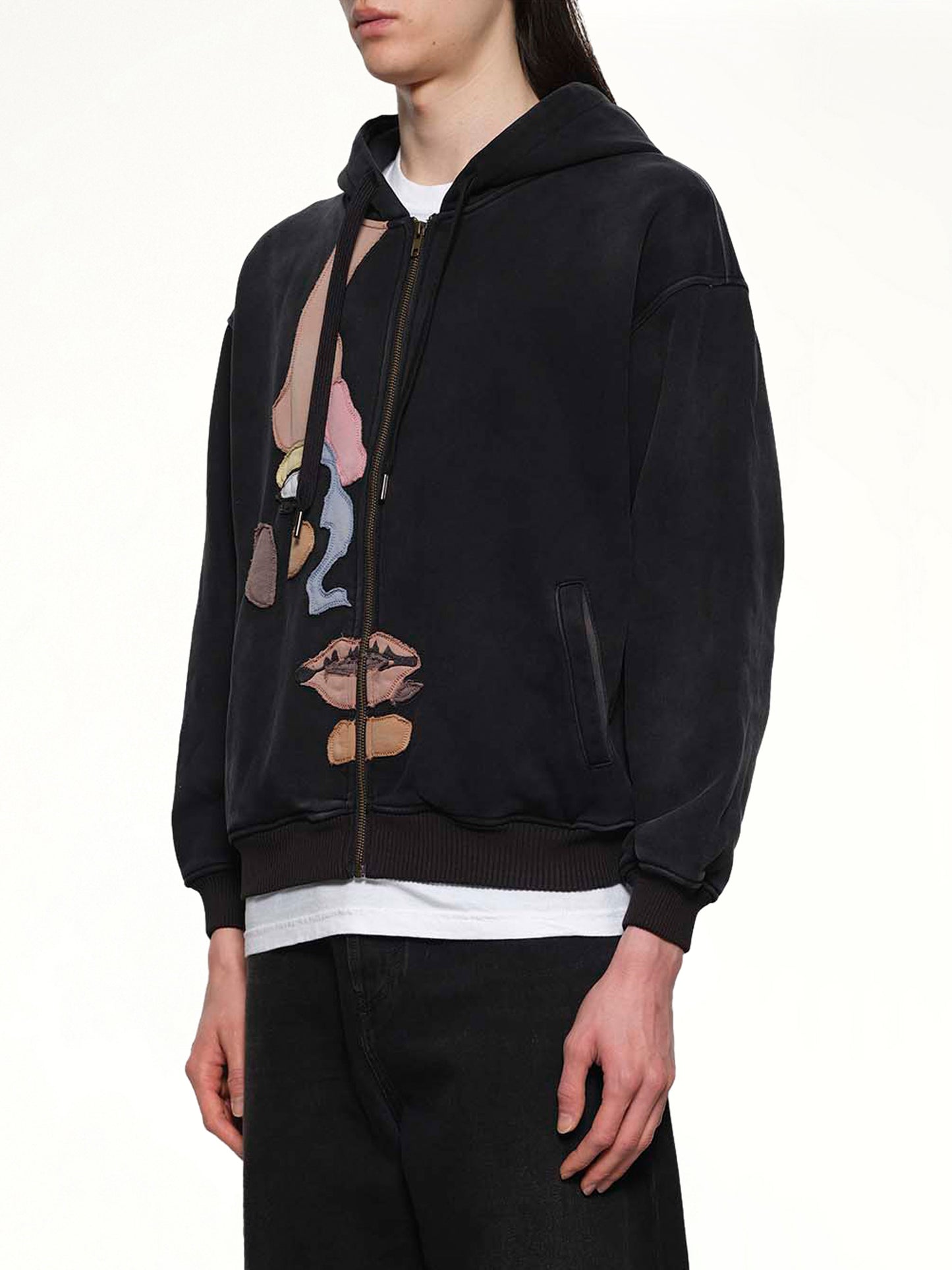 Side Eye Face Hoodie in Black