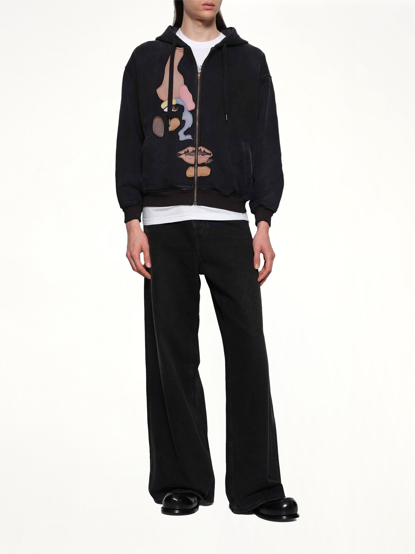 Side Eye Face Hoodie in Black