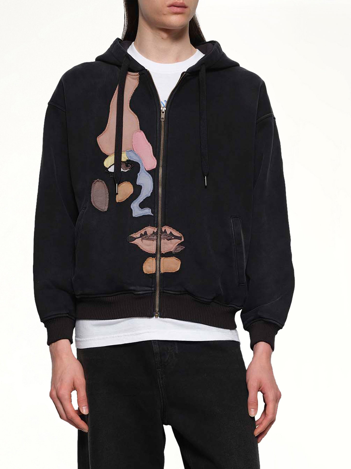 Side Eye Face Hoodie in Black