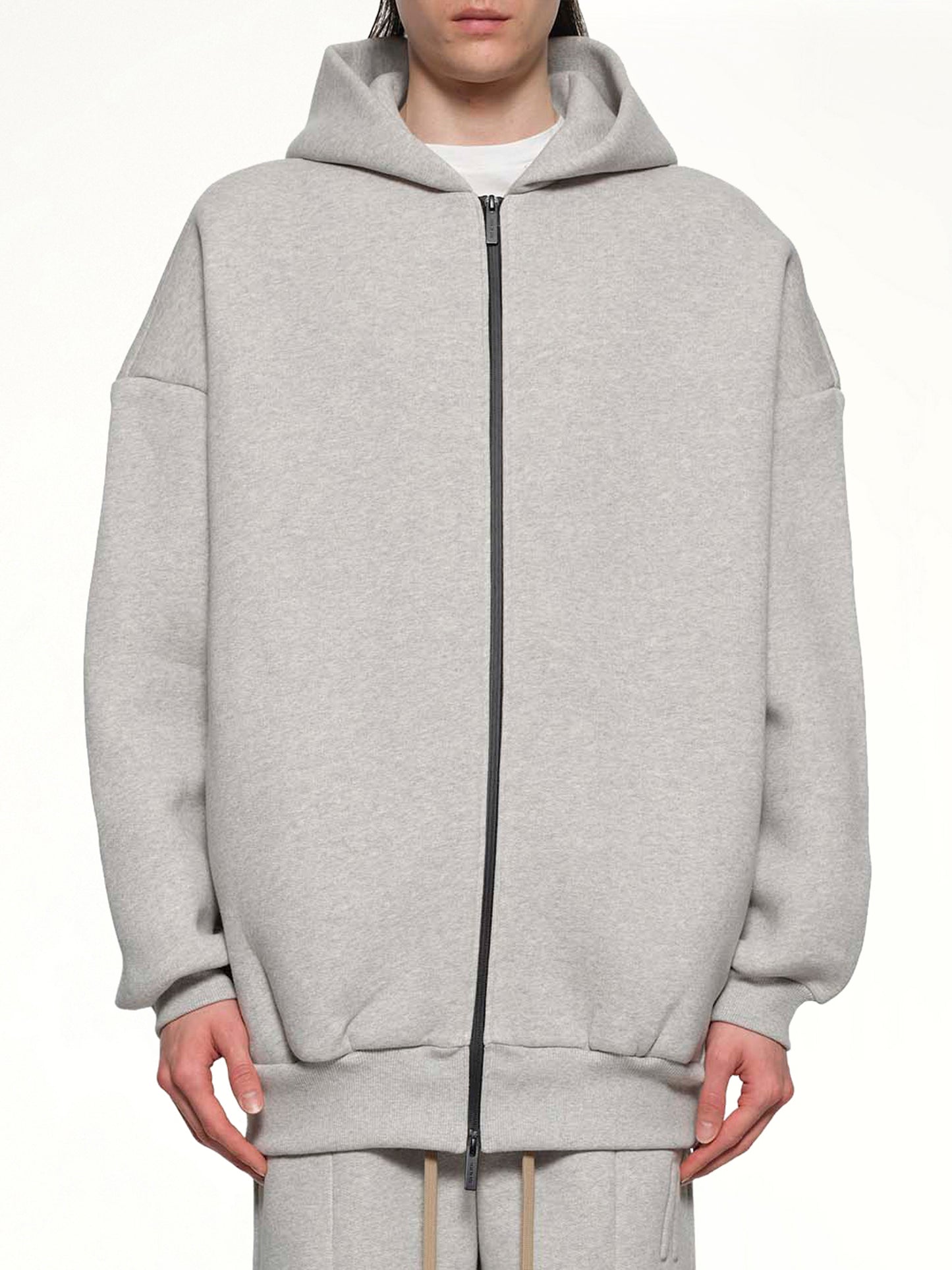 Zip Hoodie in Melange Grey