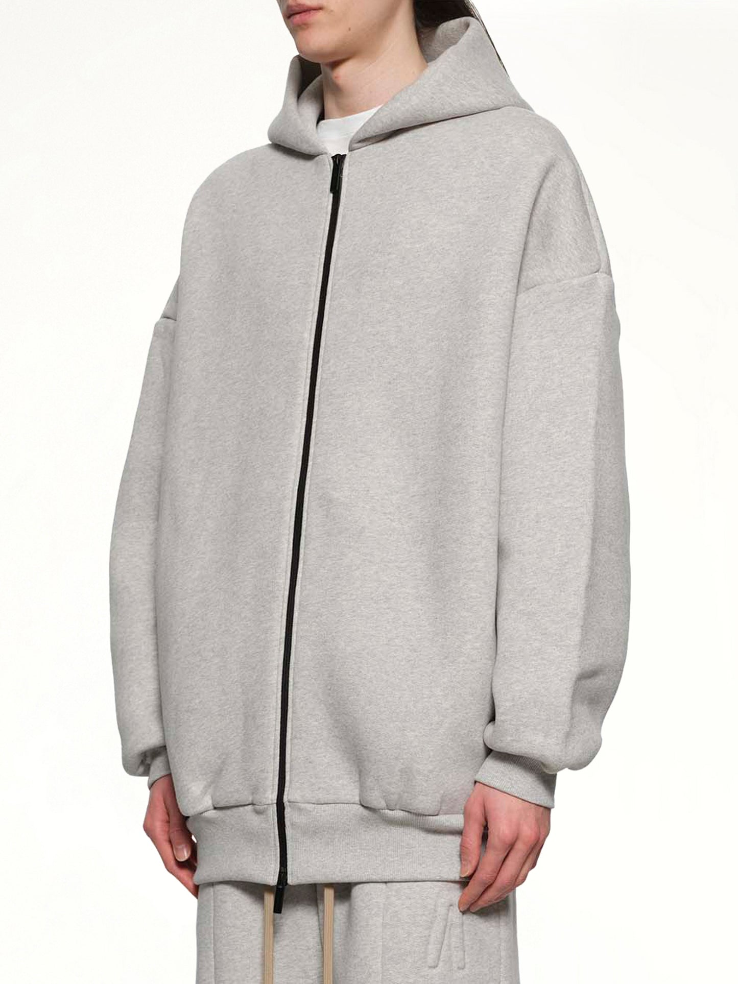 Zip Hoodie in Melange Grey