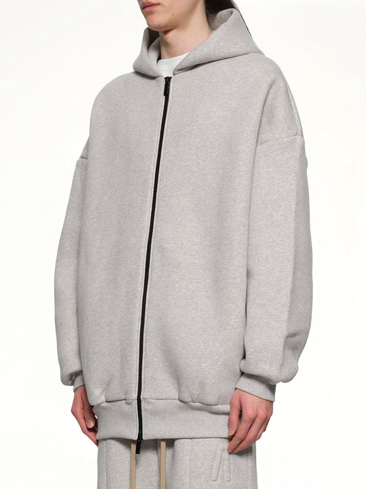 Zip Hoodie in Melange Grey
