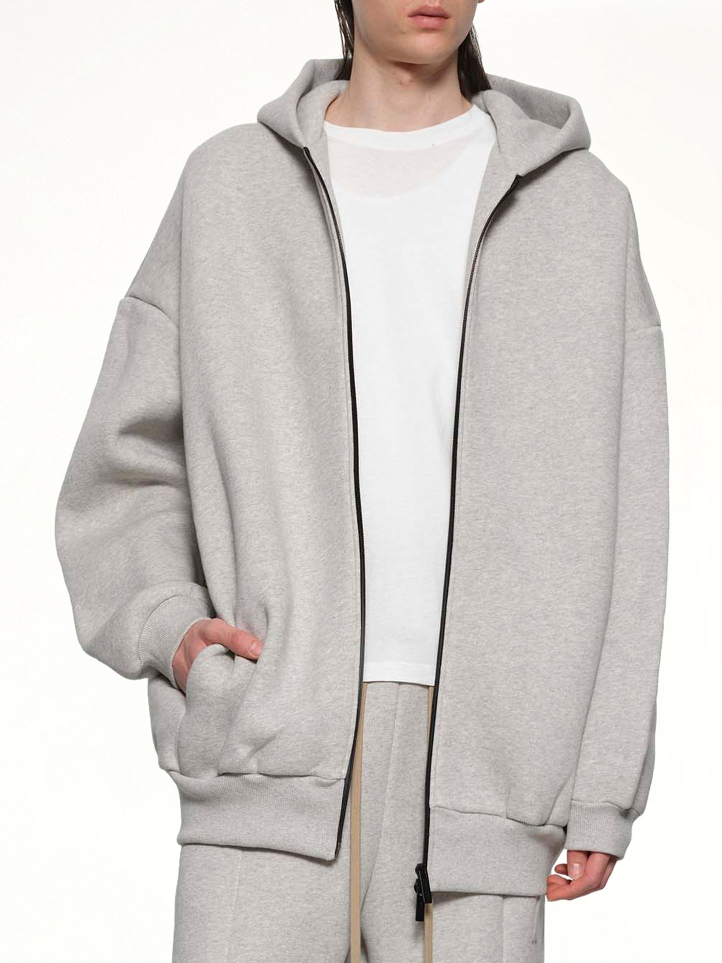 Zip Hoodie in Melange Grey