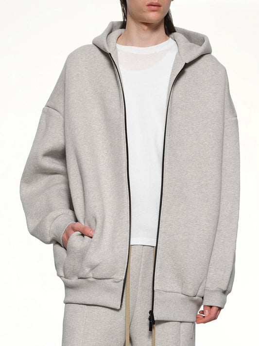 Zip Hoodie in Melange Grey