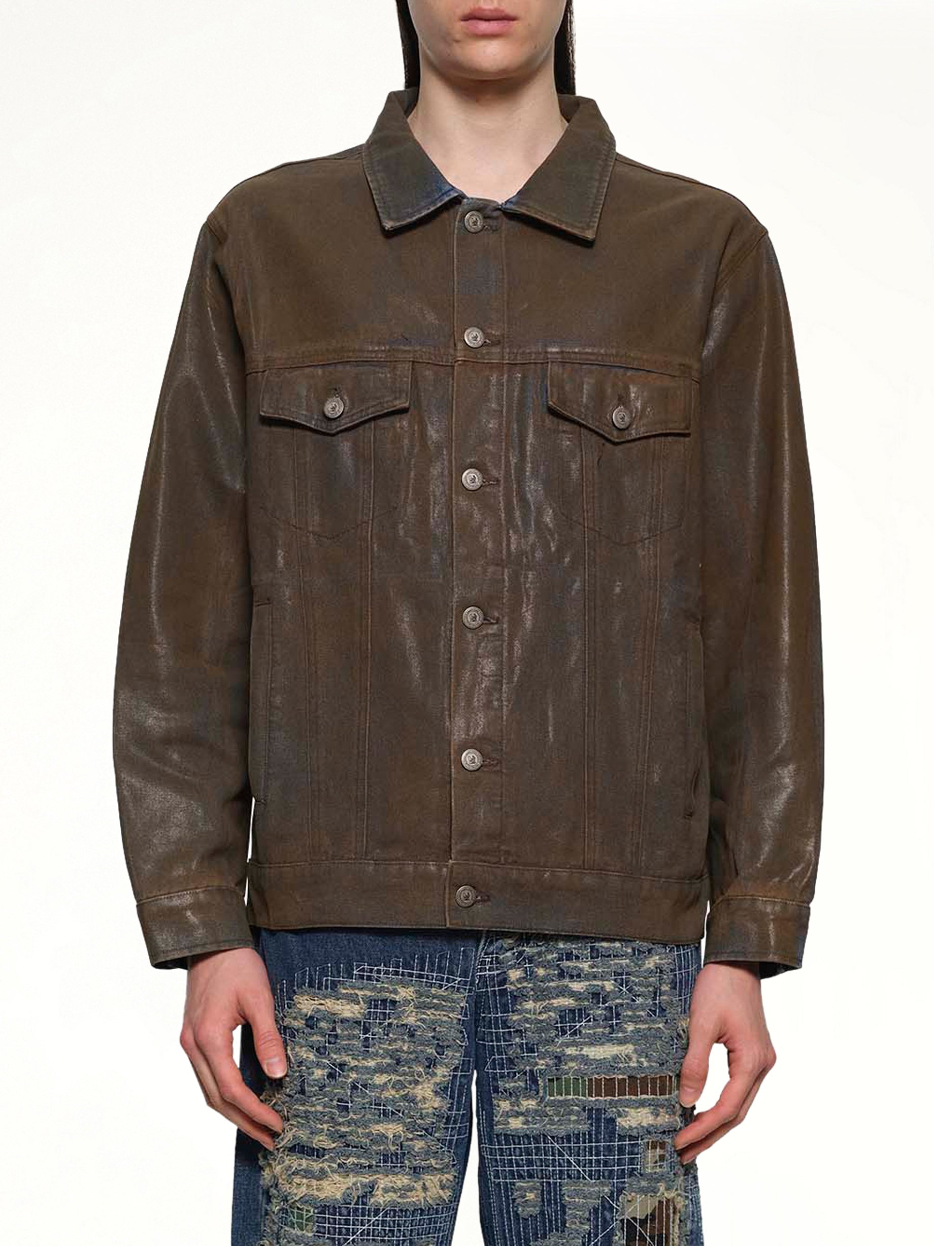 Mud Wash Denim Jacket in Brown
