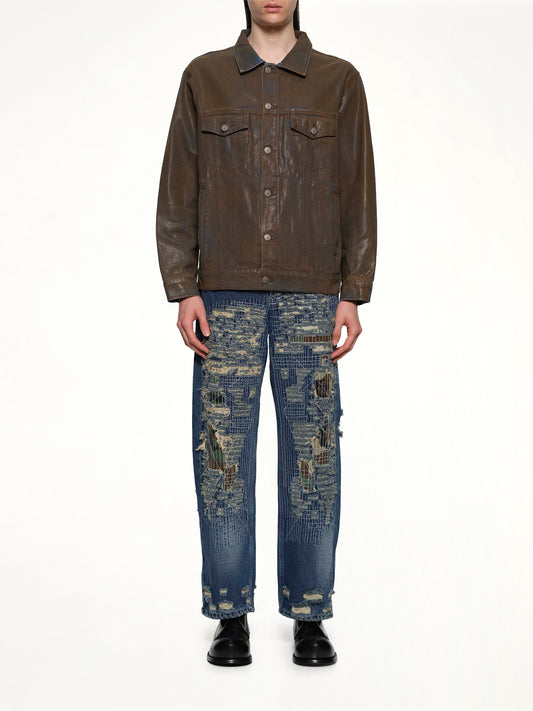 Mud Wash Denim Jacket in Brown