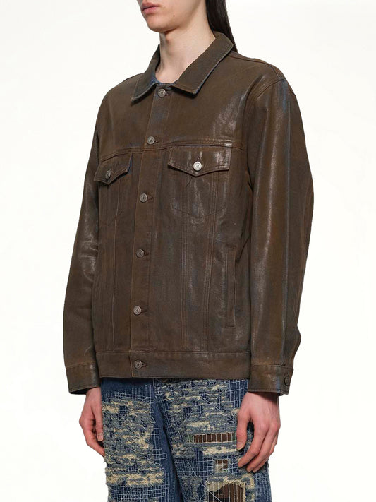 Mud Wash Denim Jacket in Brown