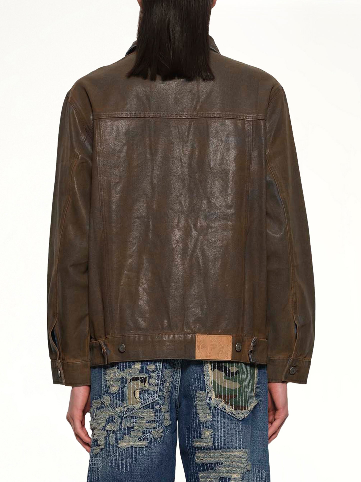 Mud Wash Denim Jacket in Brown