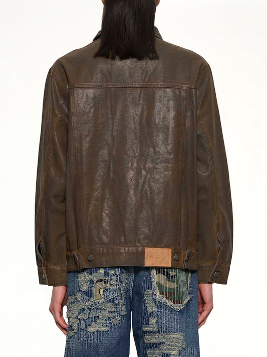 Mud Wash Denim Jacket in Brown