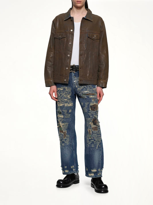 Mud Wash Denim Jacket in Brown