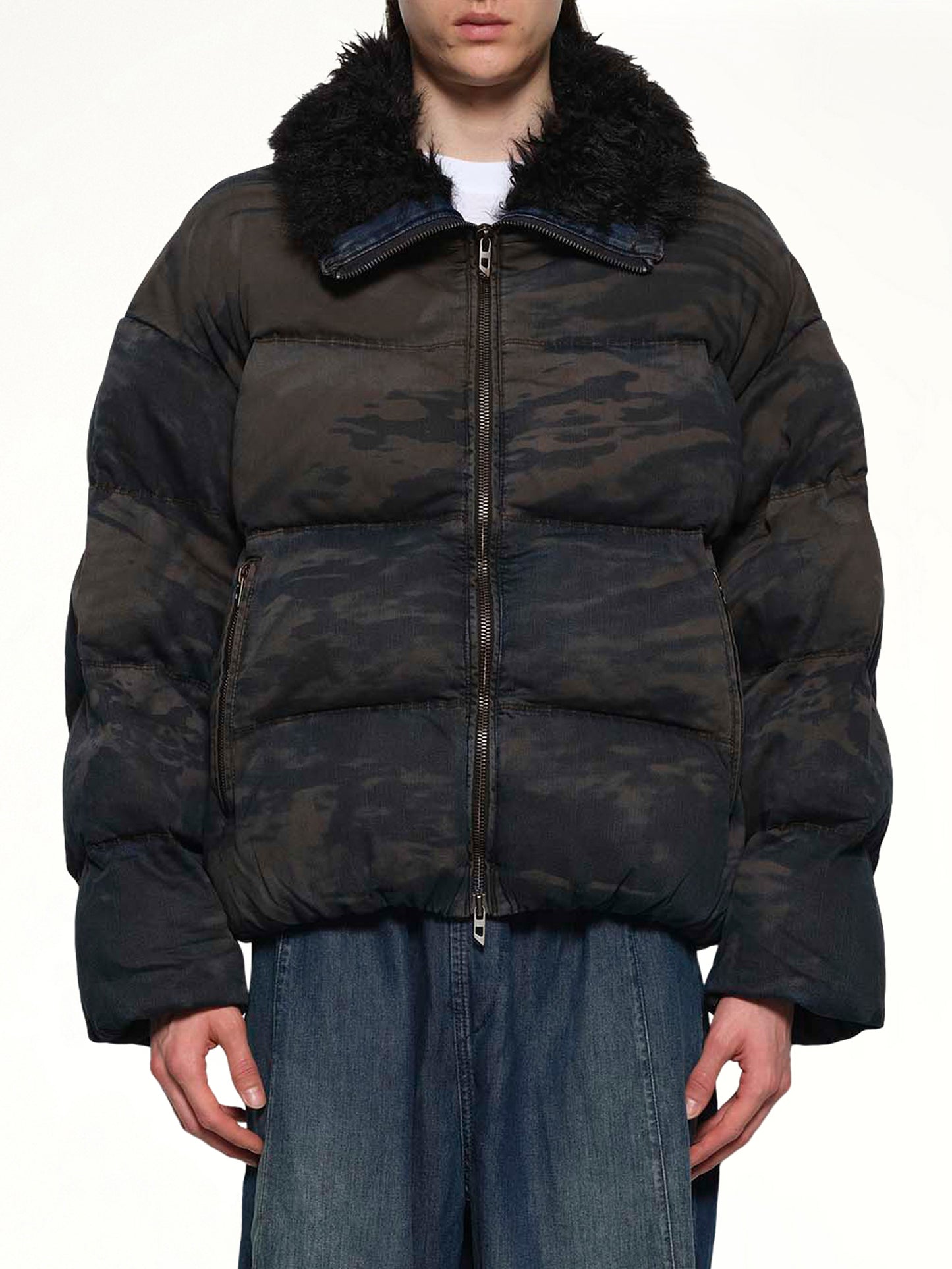 W-JOHNS Shearling Down Jacket in Brown