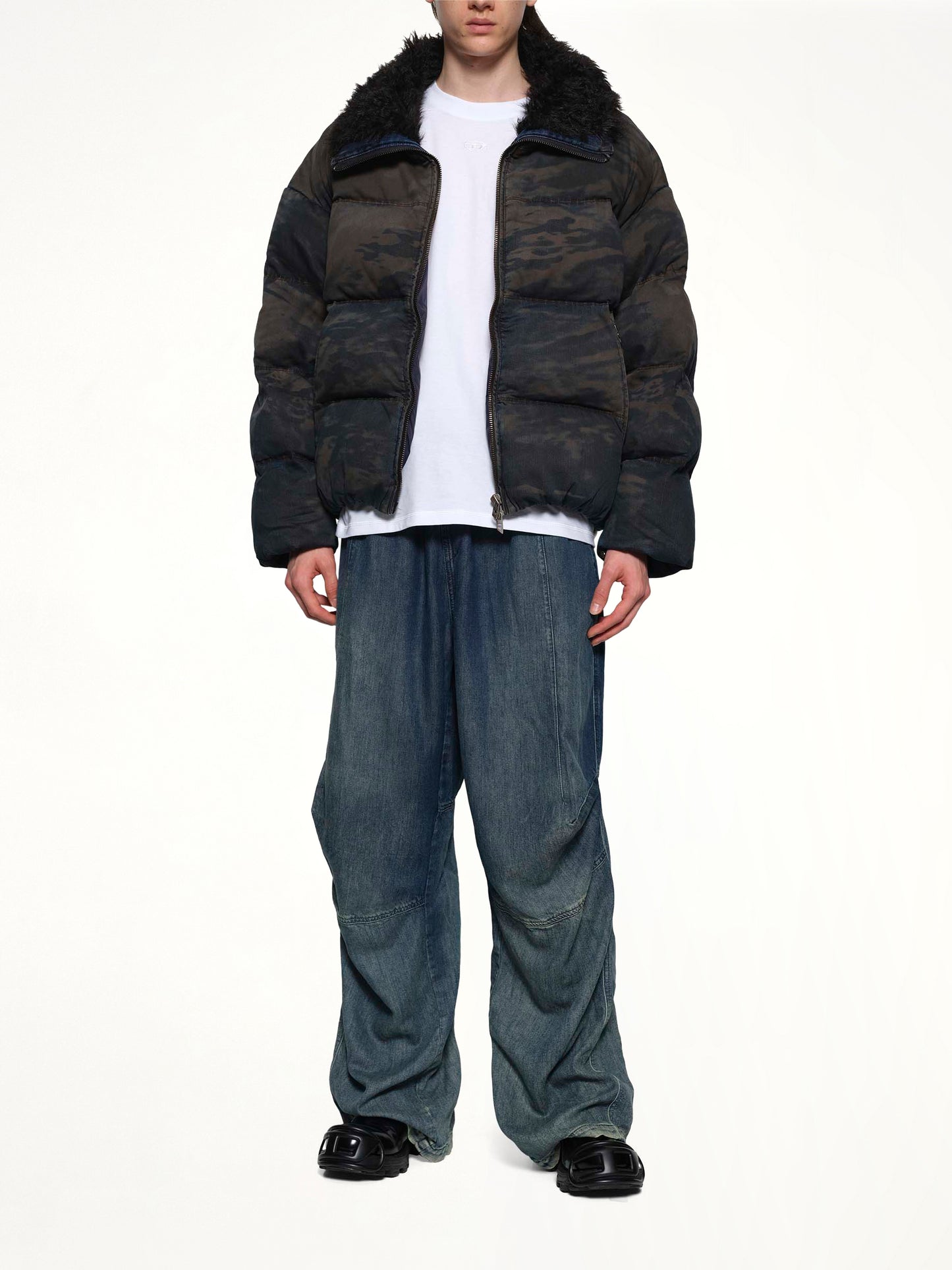 W-JOHNS Shearling Down Jacket in Brown