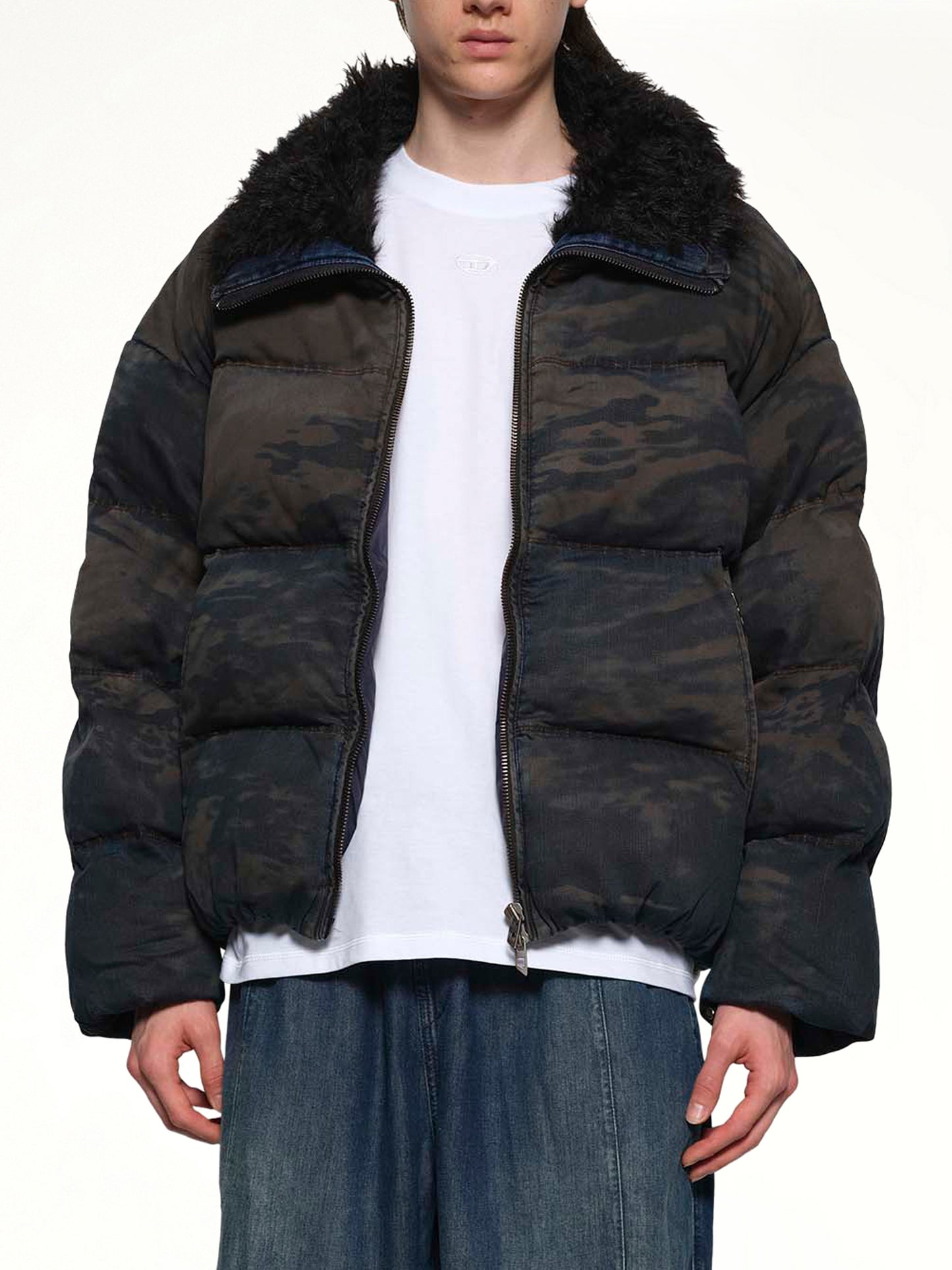 W-JOHNS Shearling Down Jacket in Brown