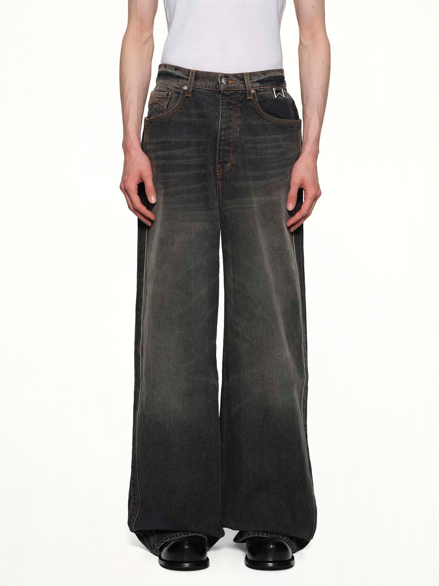 Wide Leg Traxedo Denim in Agoura Black