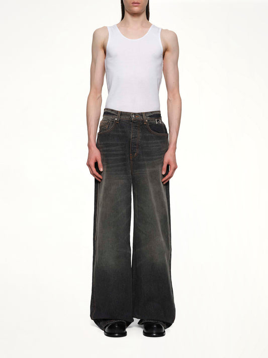 Wide Leg Traxedo Denim in Agoura Black