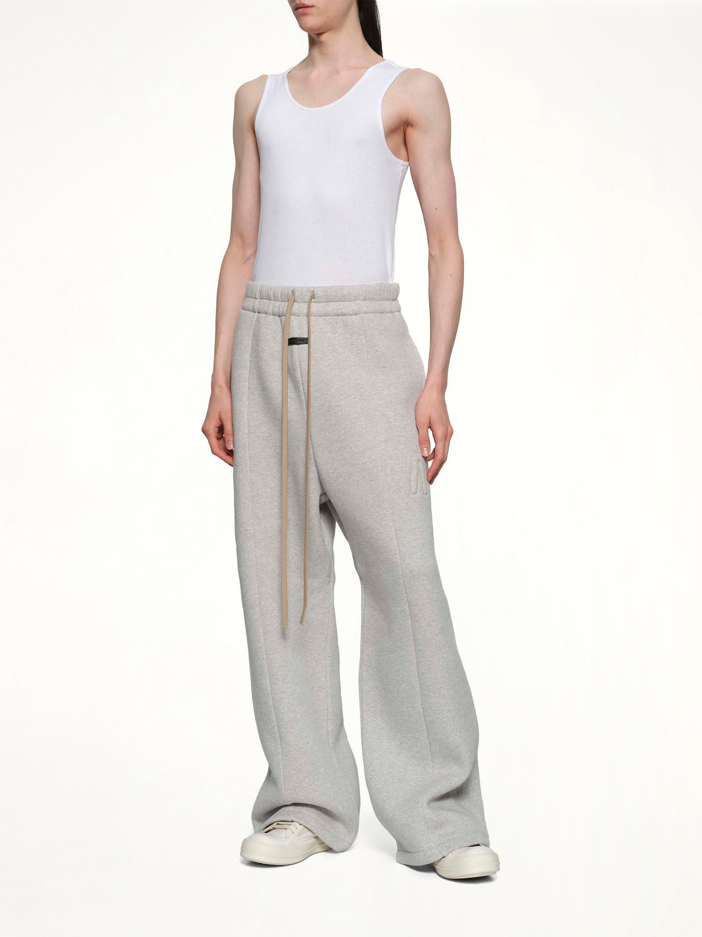Wide Leg Sweatpant in Melange Grey