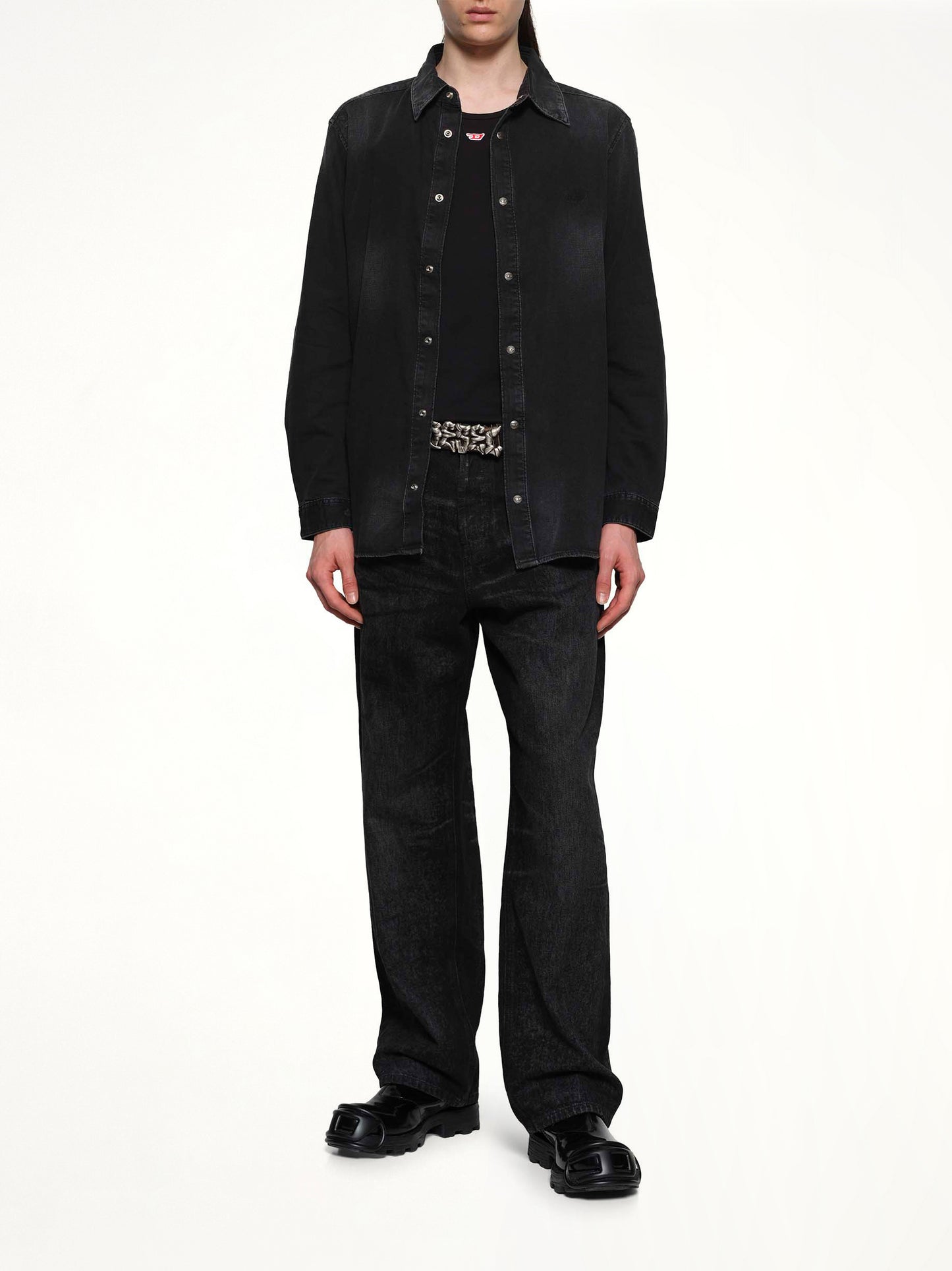 D-SIMPLY Shirt in Black/Dark Grey