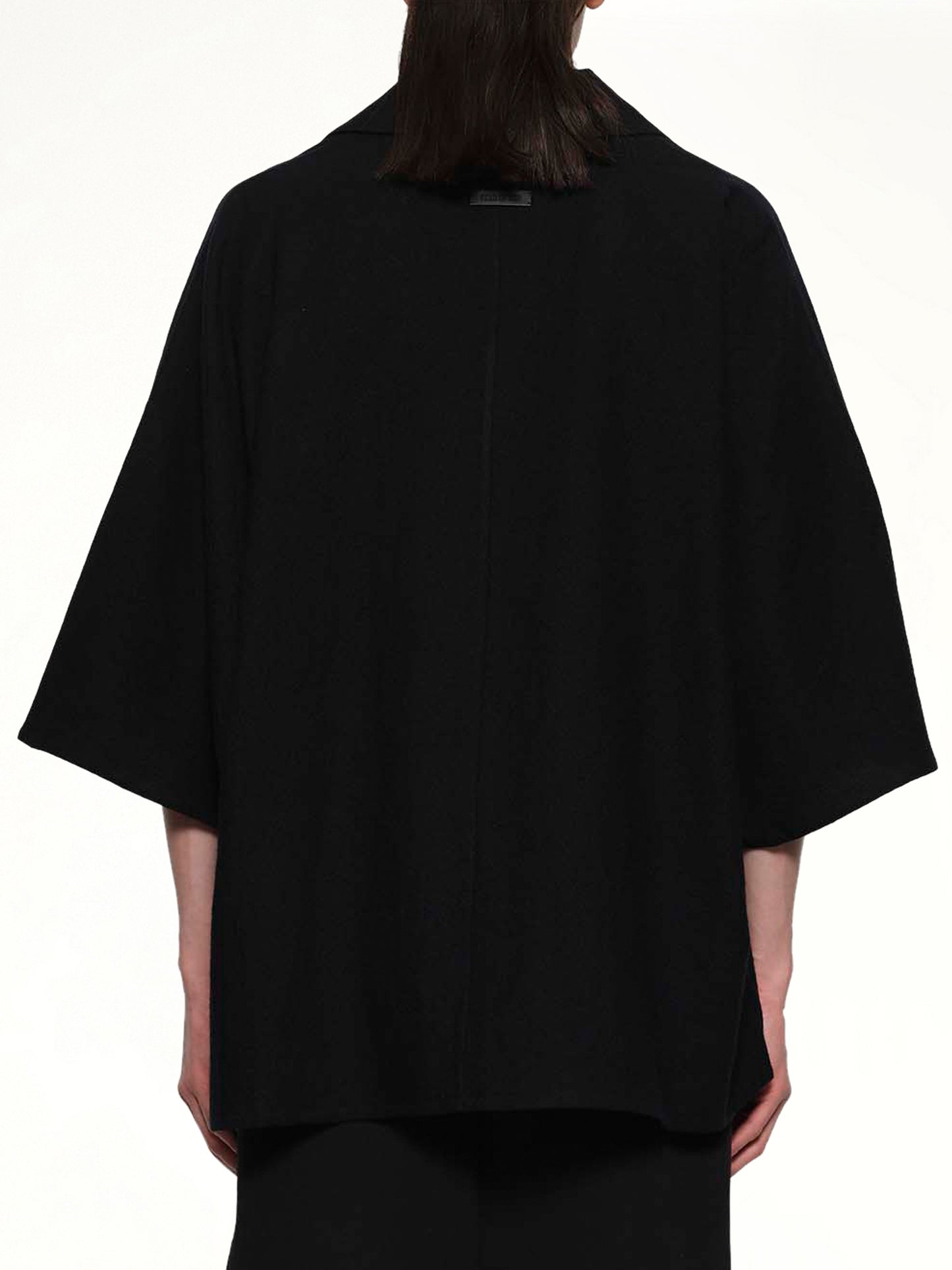 Virgin Wool Short Sleeve Shirt in Black