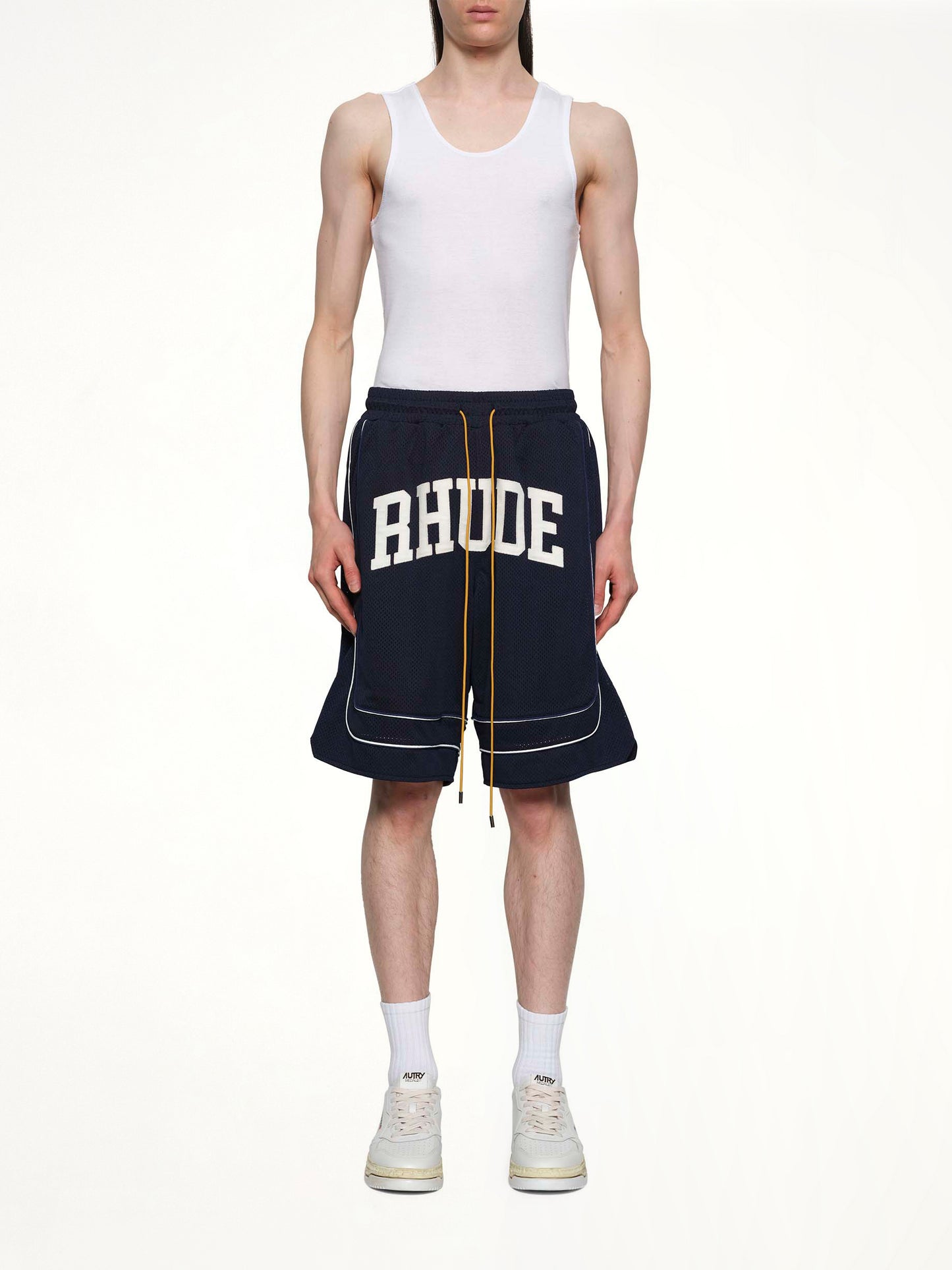 Baggy Collegiate Logo Short in Navy/Cream