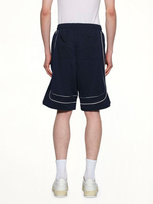 Baggy Collegiate Logo Short in Navy/Cream