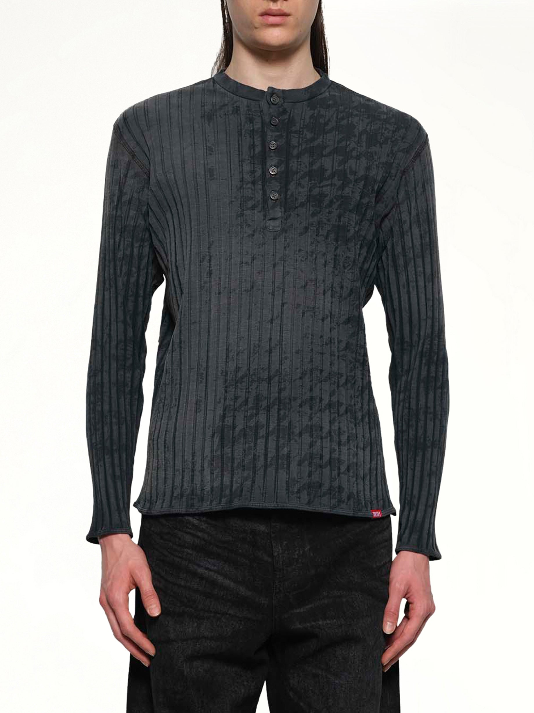 T-ALLY-PIE Henley Top in Black