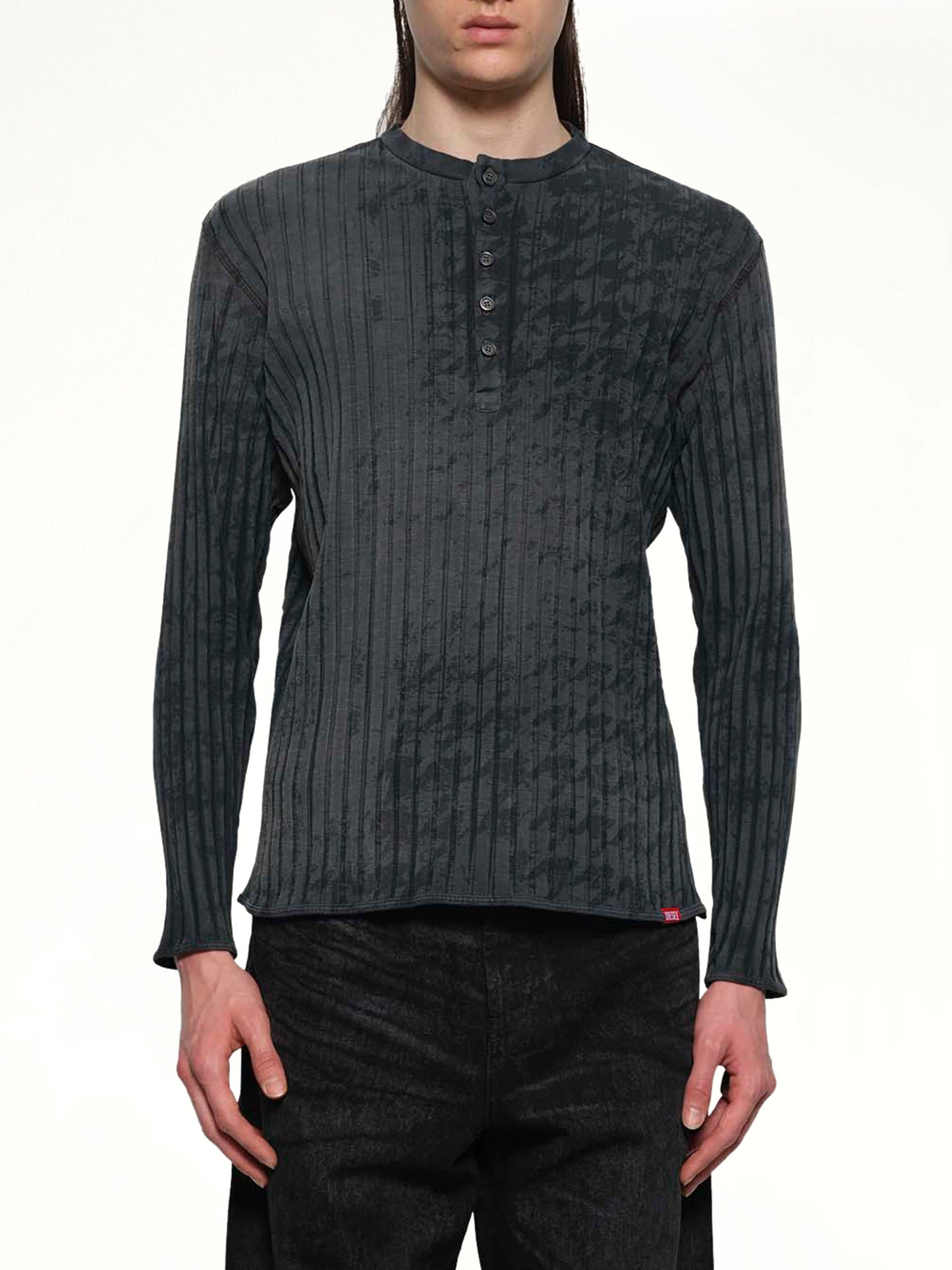 T-ALLY-PIE Henley Top in Black