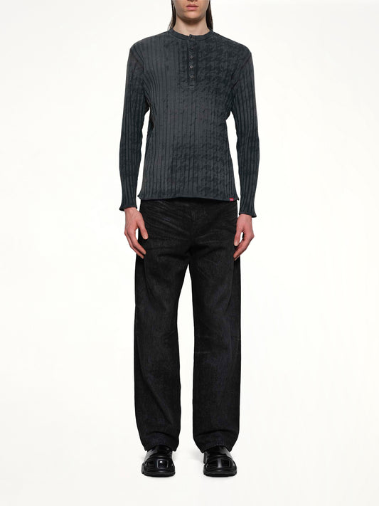 T-ALLY-PIE Henley Top in Black