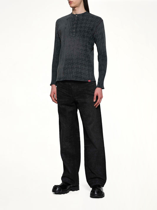 T-ALLY-PIE Henley Top in Black