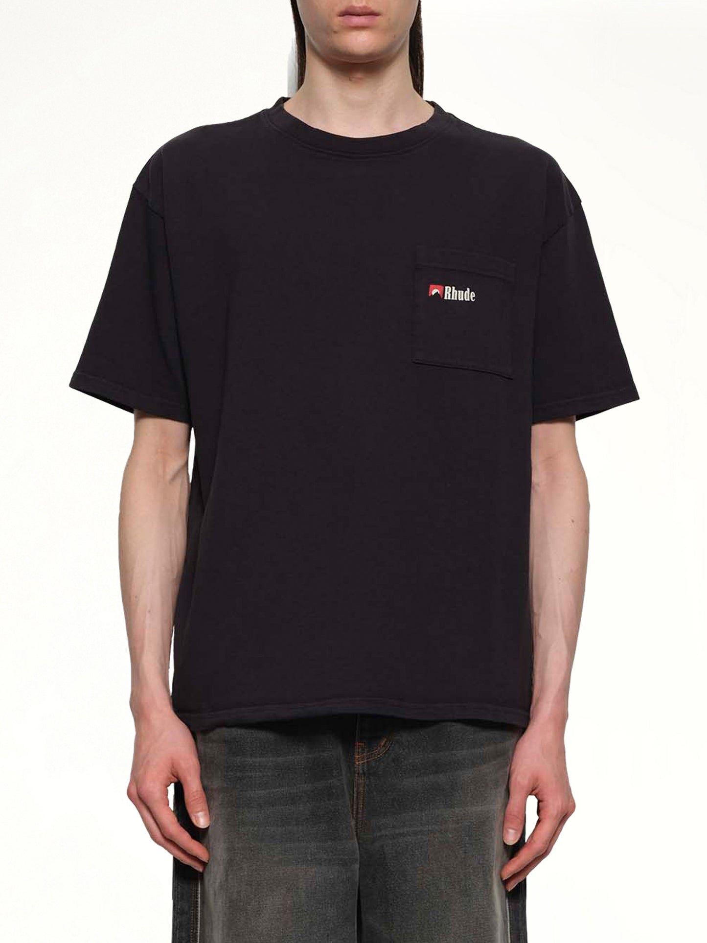 Moonlight Wolf Pocket T-Shirt in Vintage Black