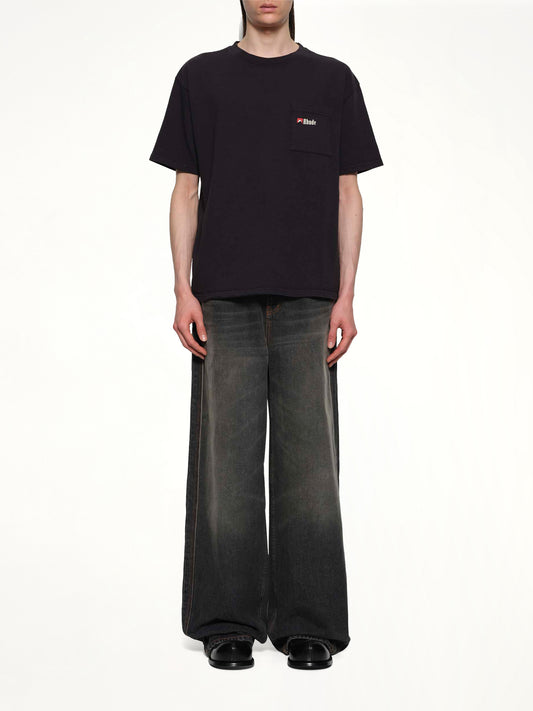 Moonlight Wolf Pocket T-Shirt in Vintage Black