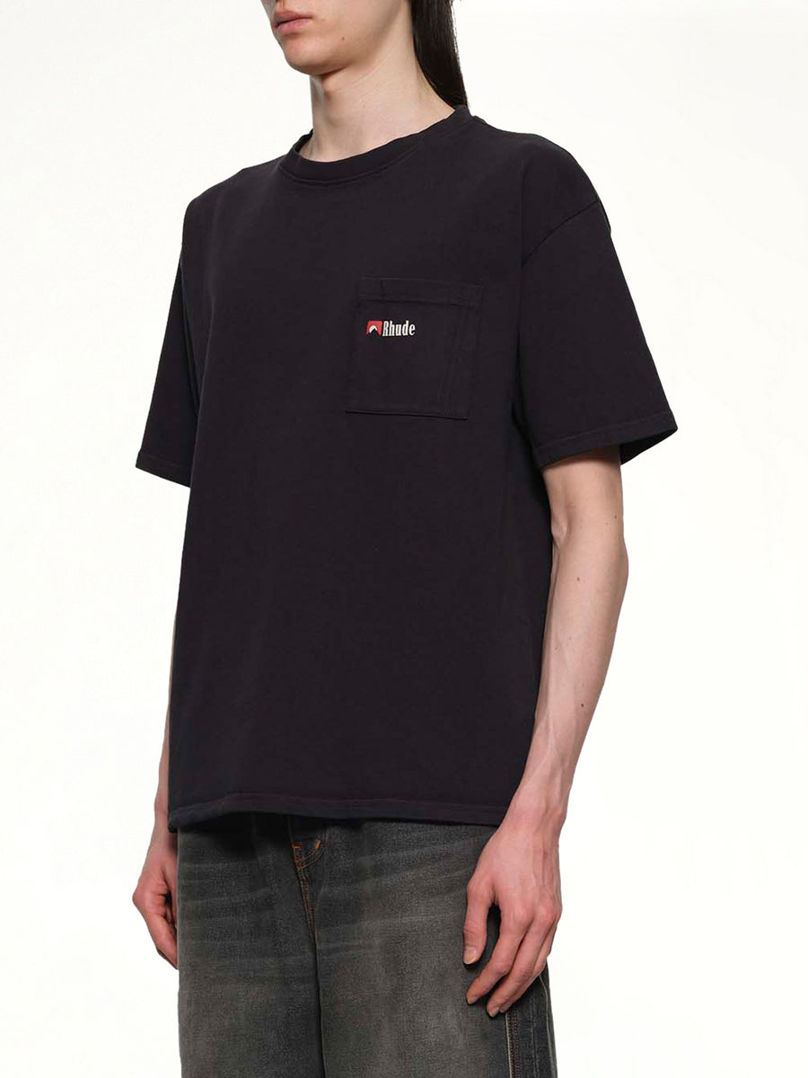 Moonlight Wolf Pocket T-Shirt in Vintage Black