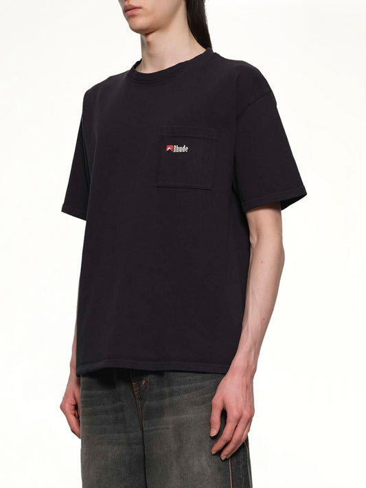 Moonlight Wolf Pocket T-Shirt in Vintage Black