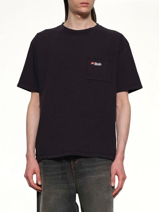 Moonlight Wolf Pocket T-Shirt in Vintage Black