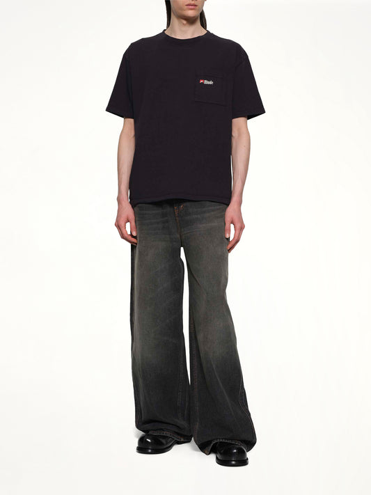 Moonlight Wolf Pocket T-Shirt in Vintage Black