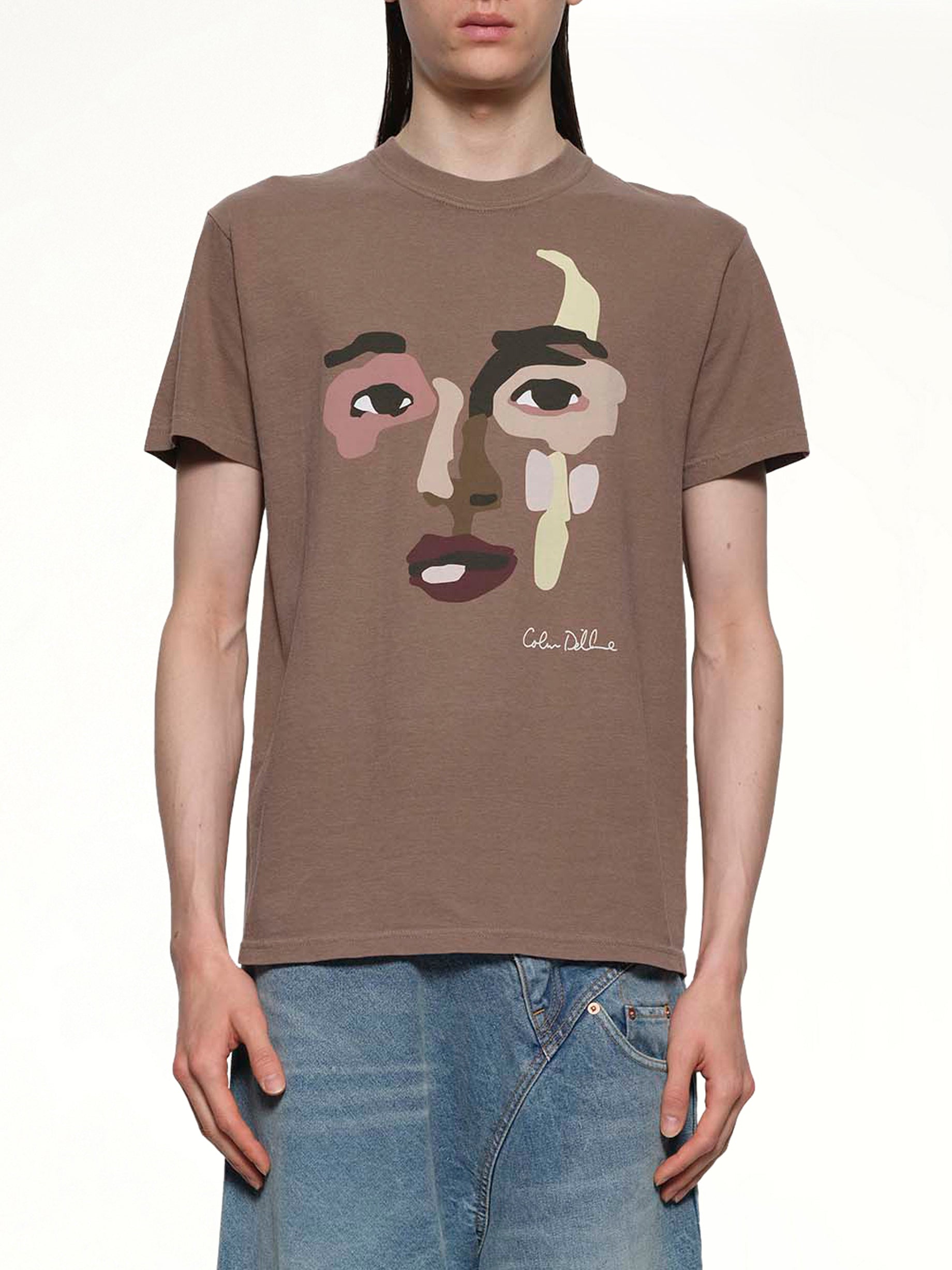 Face Graphic T-Shirt in Brown