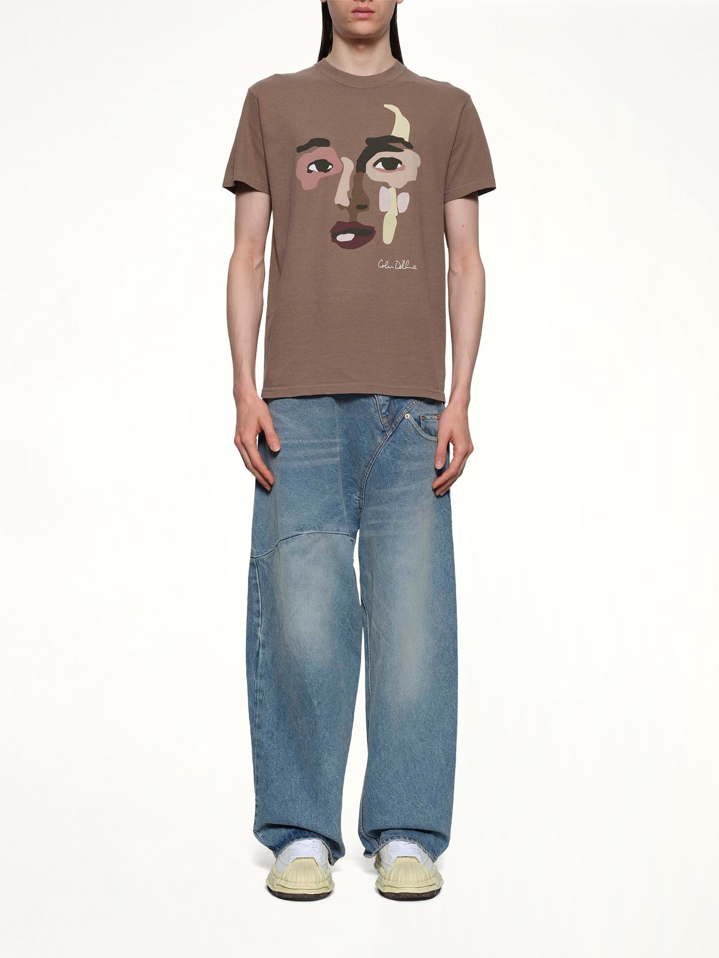 Face Graphic T-Shirt in Brown