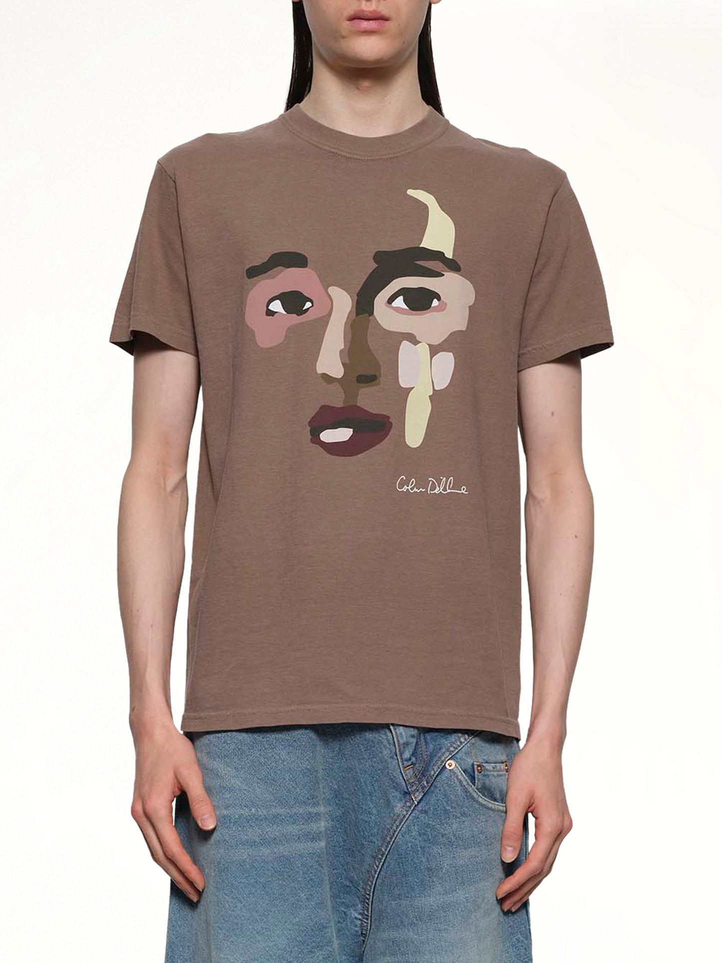 Face Graphic T-Shirt in Brown