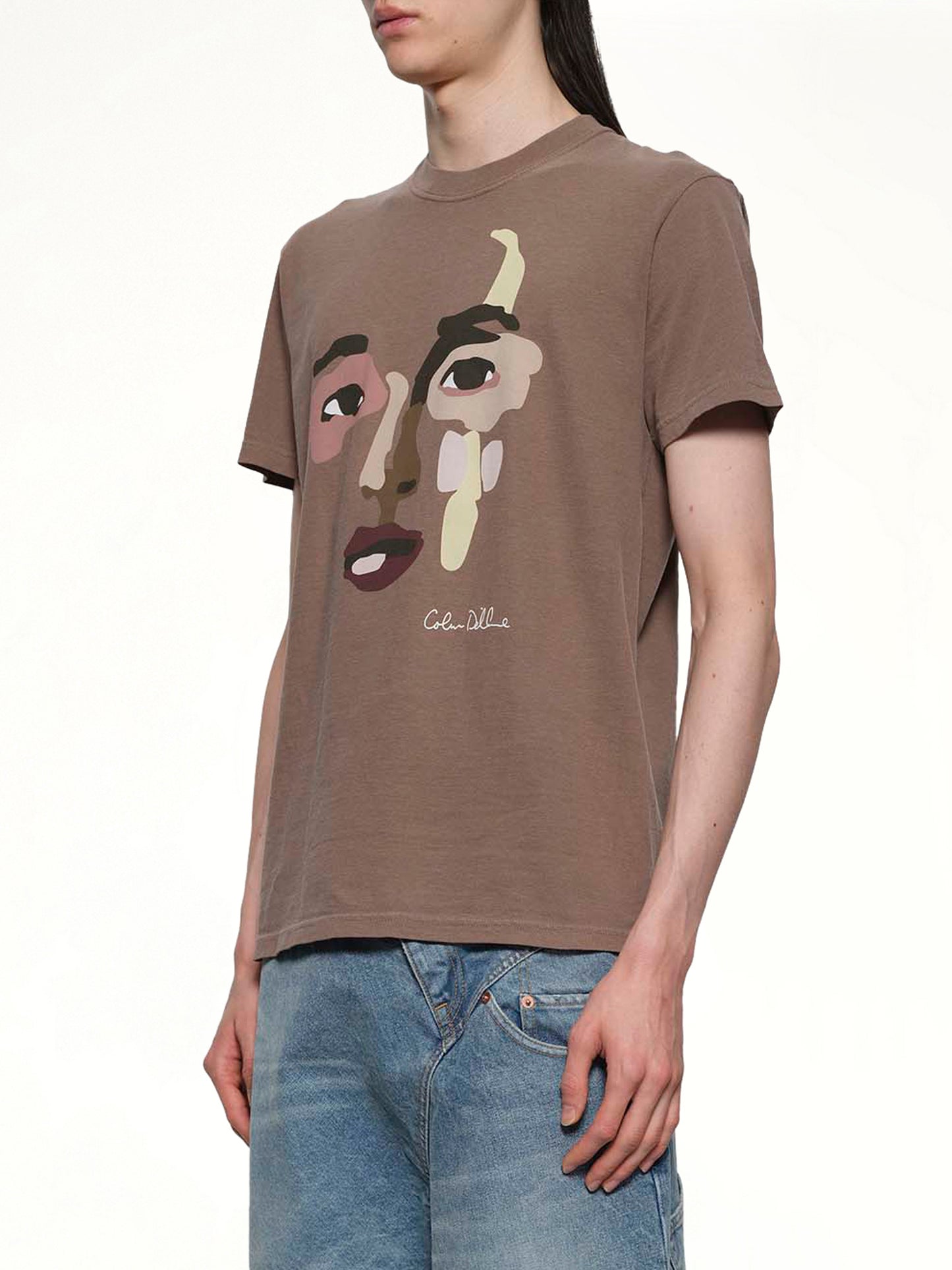 Face Graphic T-Shirt in Brown