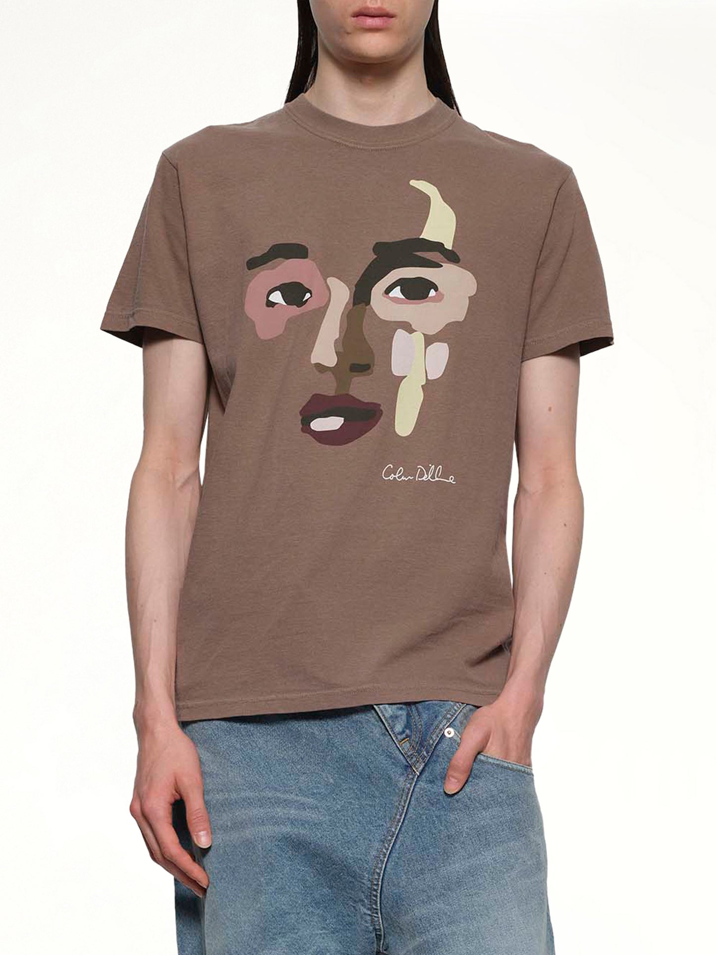 Face Graphic T-Shirt in Brown
