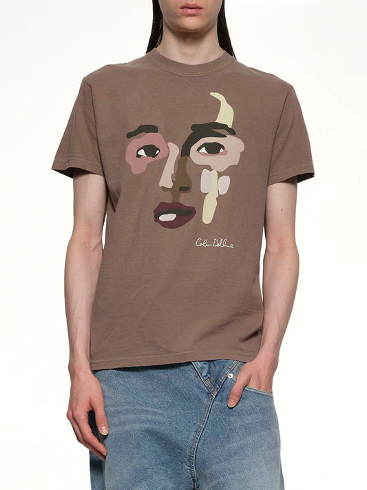 Face Graphic T-Shirt in Brown
