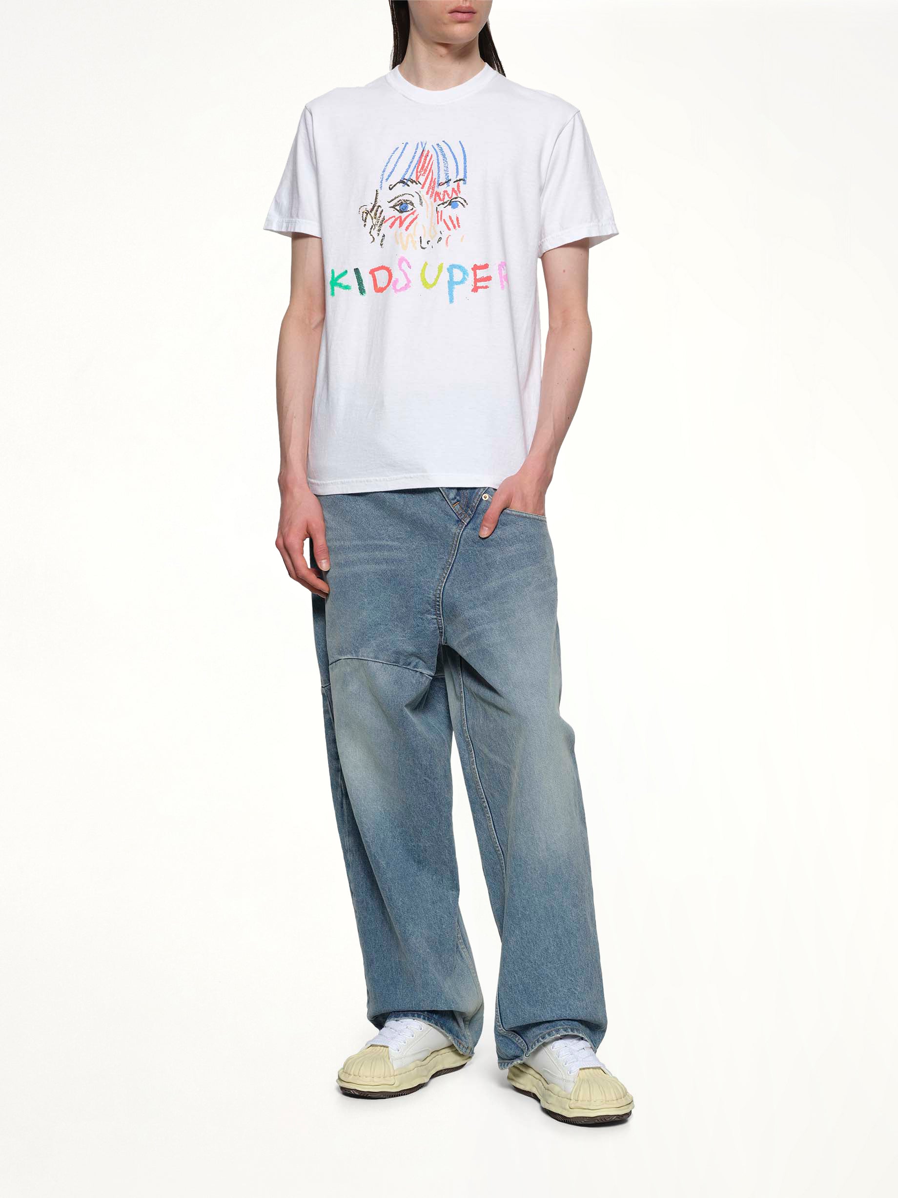 화이트 KID SUPER 그래픽 티셔츠