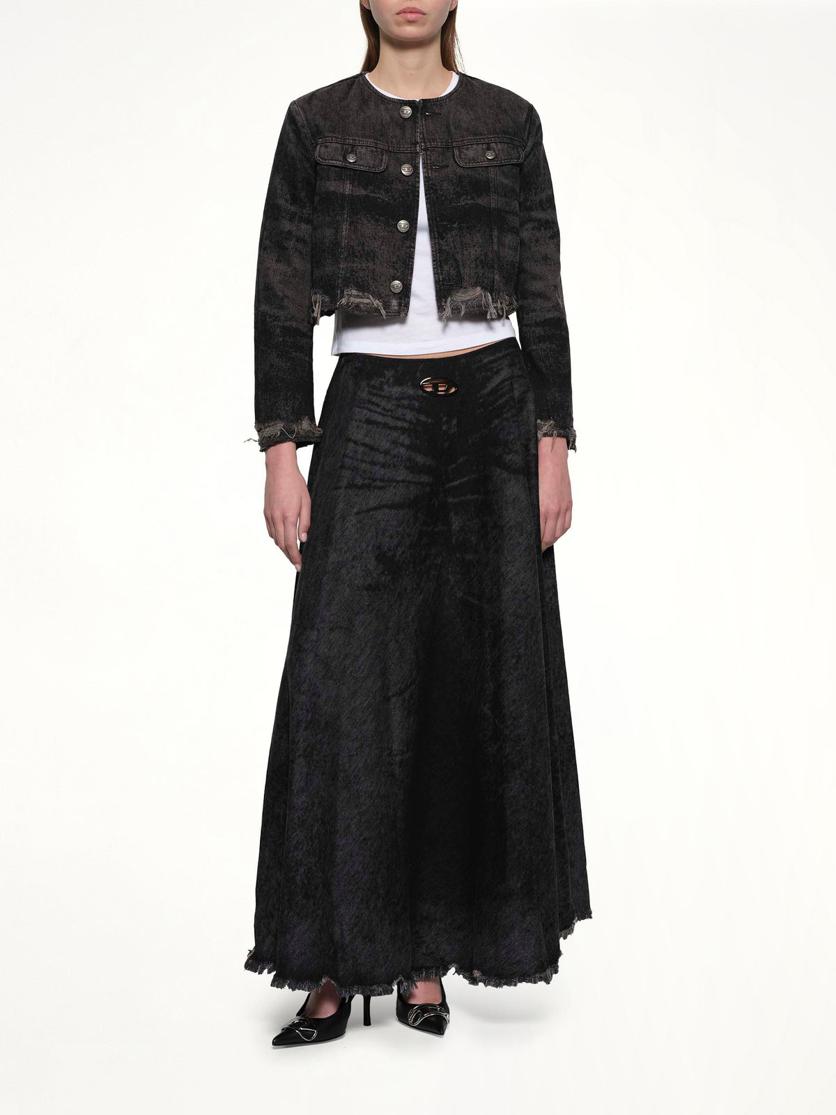 DE-HANNIE-FSH Denim Skirt in Black