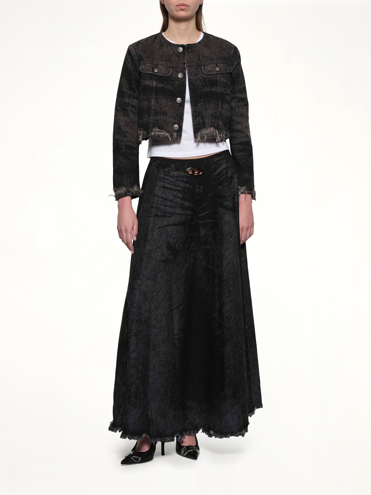 DE-HANNIE-FSH Denim Skirt in Black